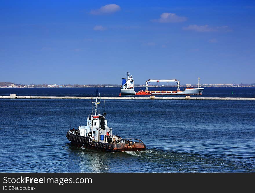 Tugboat Underway At Speed