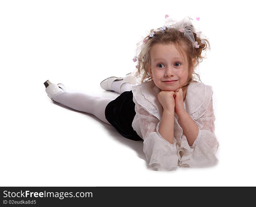 Young girl on white background