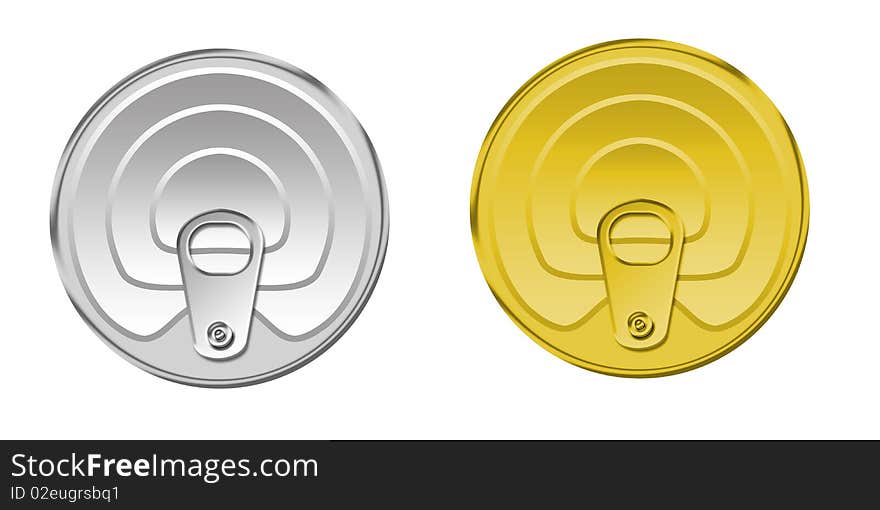 Illustration of lids from tin jars on a white background. Illustration of lids from tin jars on a white background