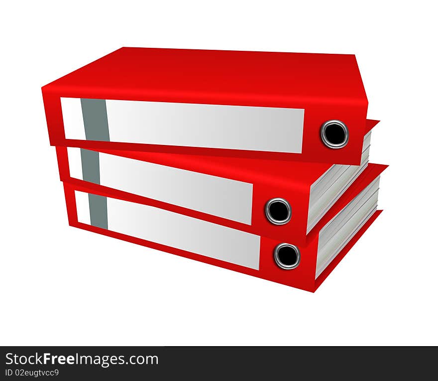 Illustration of red office folders on a white background