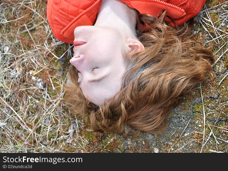 Woman on lawn