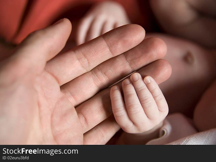 Child hand holding father´s hand. Child hand holding father´s hand.