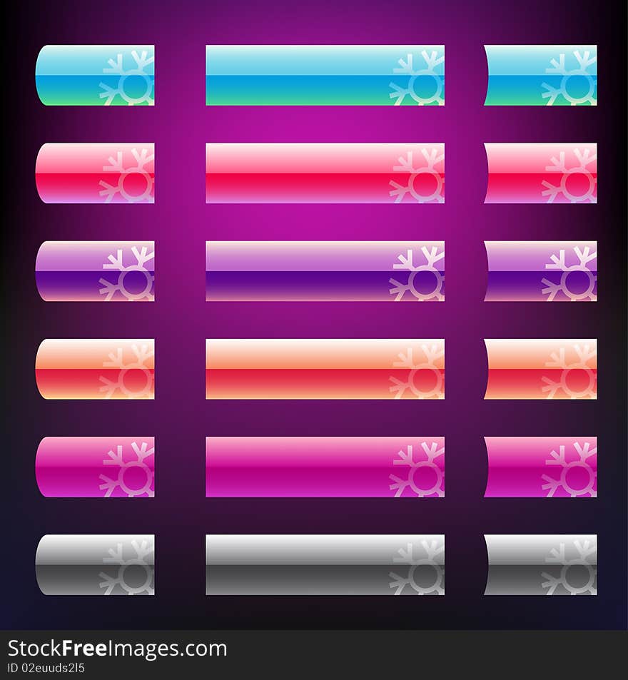 Colorful buttons for web design. Glossy style. Vector