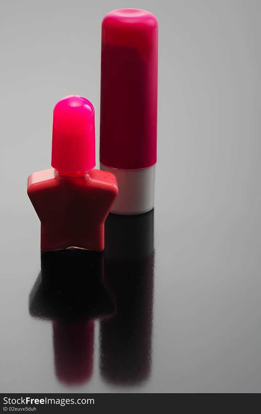 A set of children's cosmetics - nail polish and lipstick