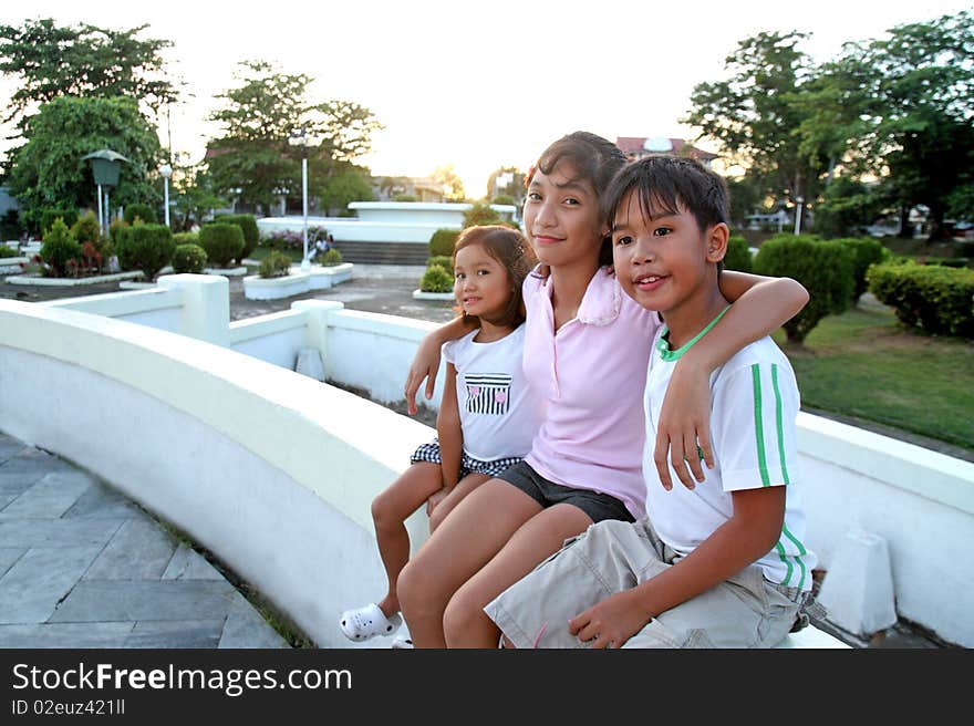 Asian children enjoying at the park. Asian children enjoying at the park