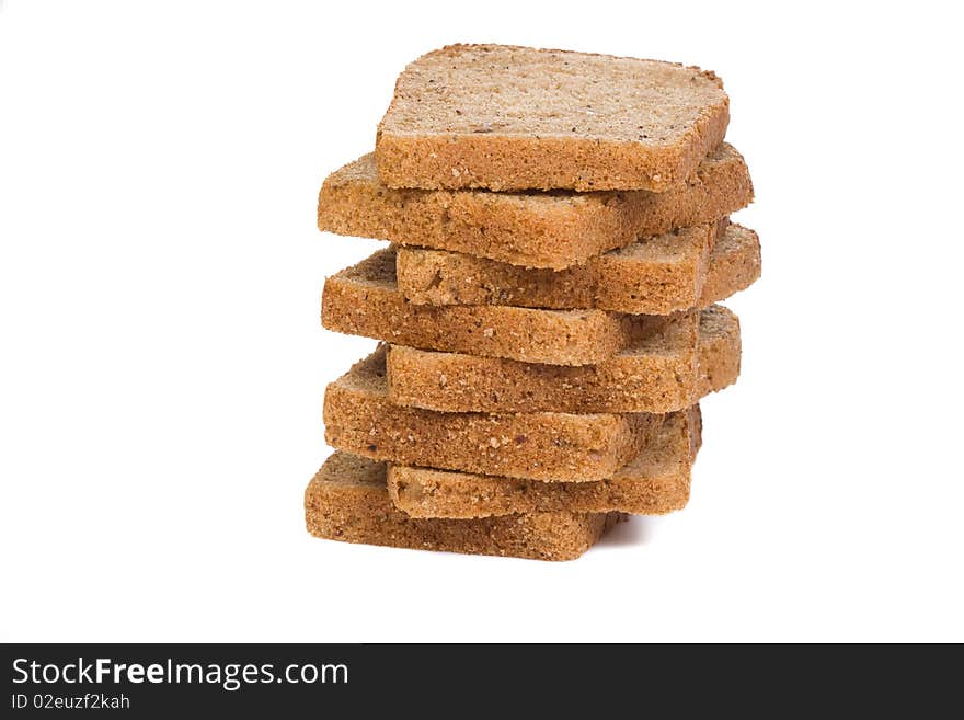 Isolated cut bread on white