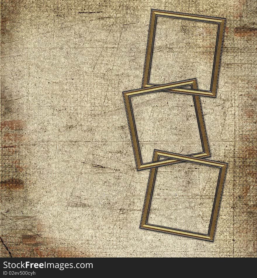 Frames for photo on grunge grey background