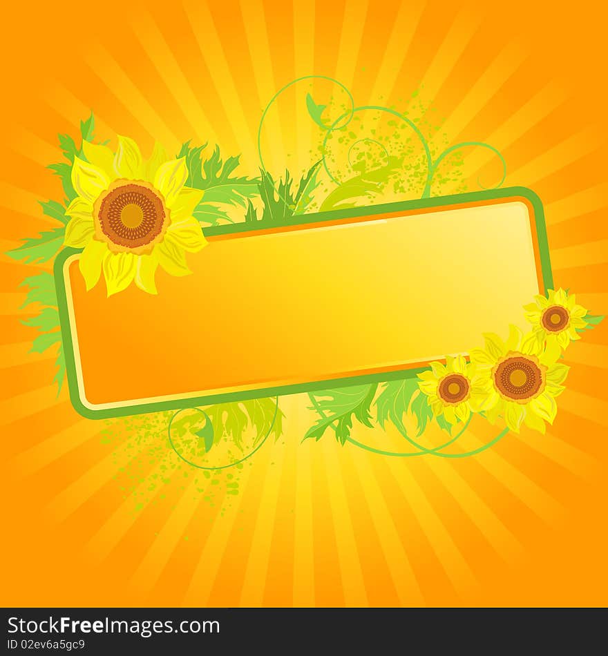 Banner with sunflowers