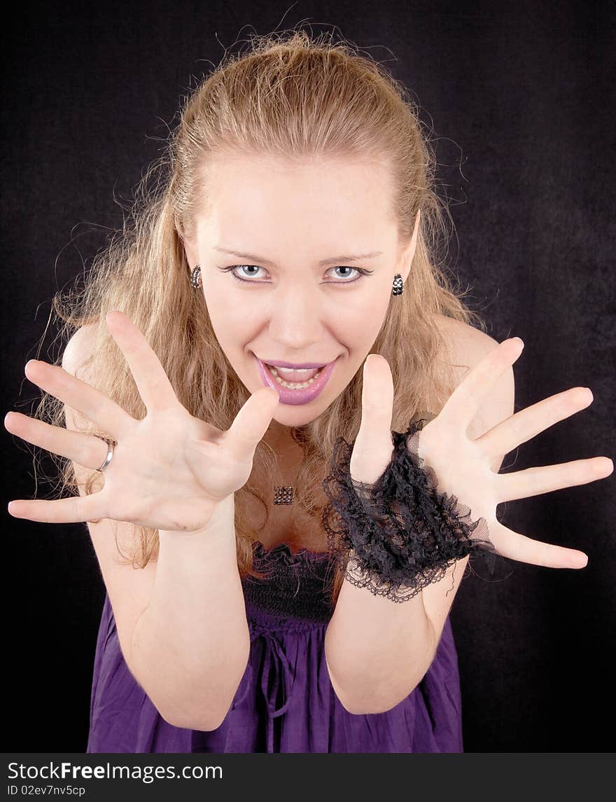 Portrait of a young playful girl on a party. Portrait of a young playful girl on a party