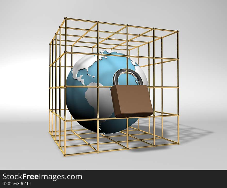 Globe in a golden cage