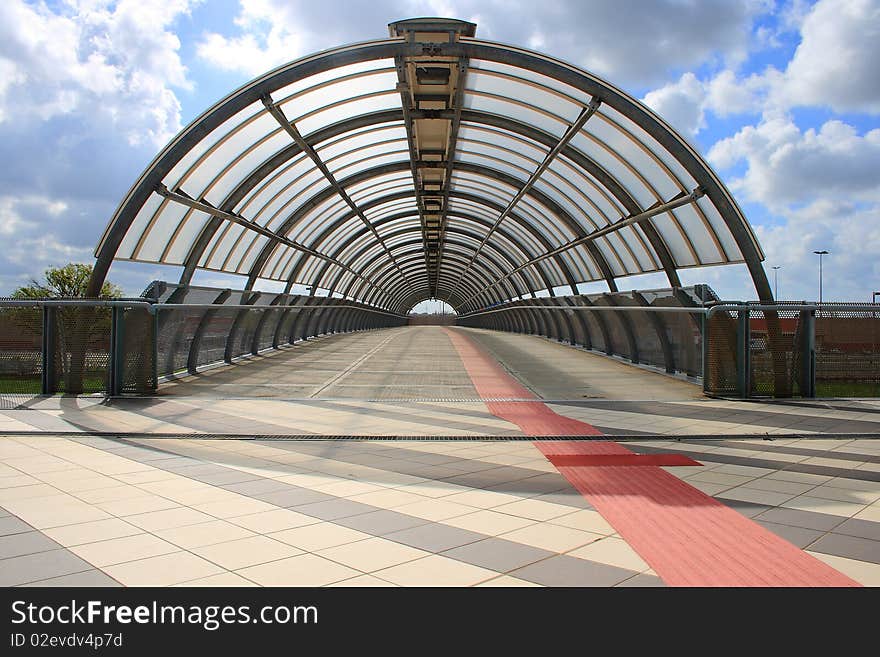 Industrial tunnel with path for the blind