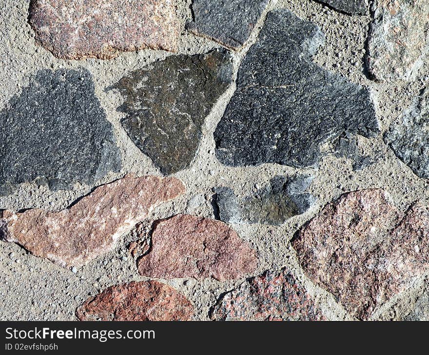 Various stones pavement at the squere