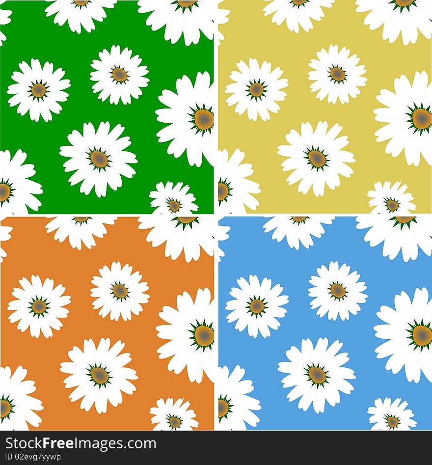 Four backgrounds of different color with  flowers pattern. Four backgrounds of different color with  flowers pattern