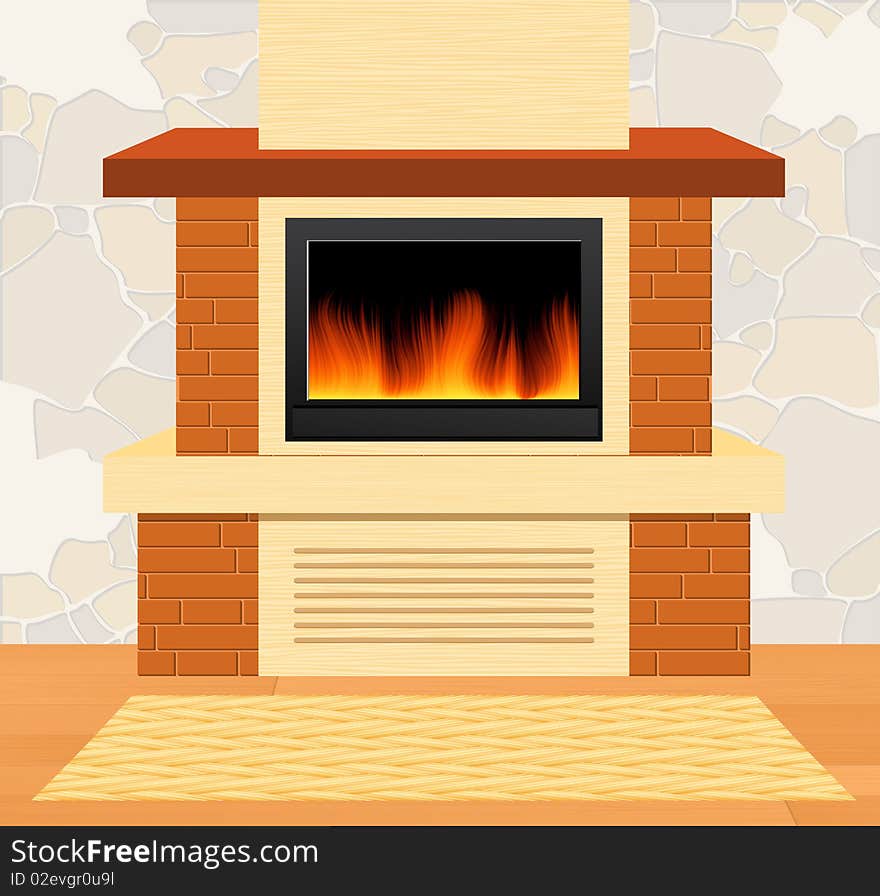 Fireplace, iilustration, AI file included