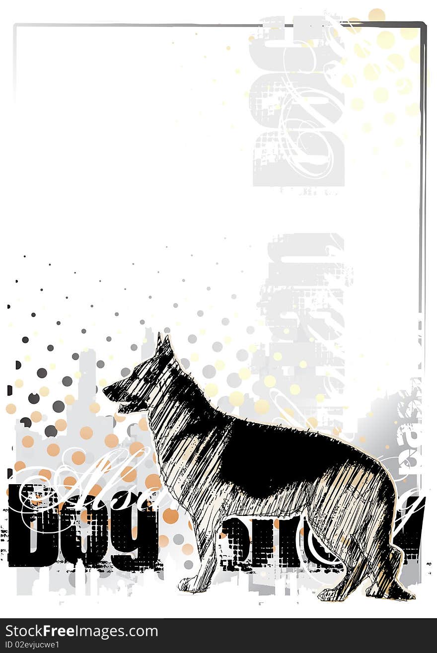 Alsatian dog on the vertical poster