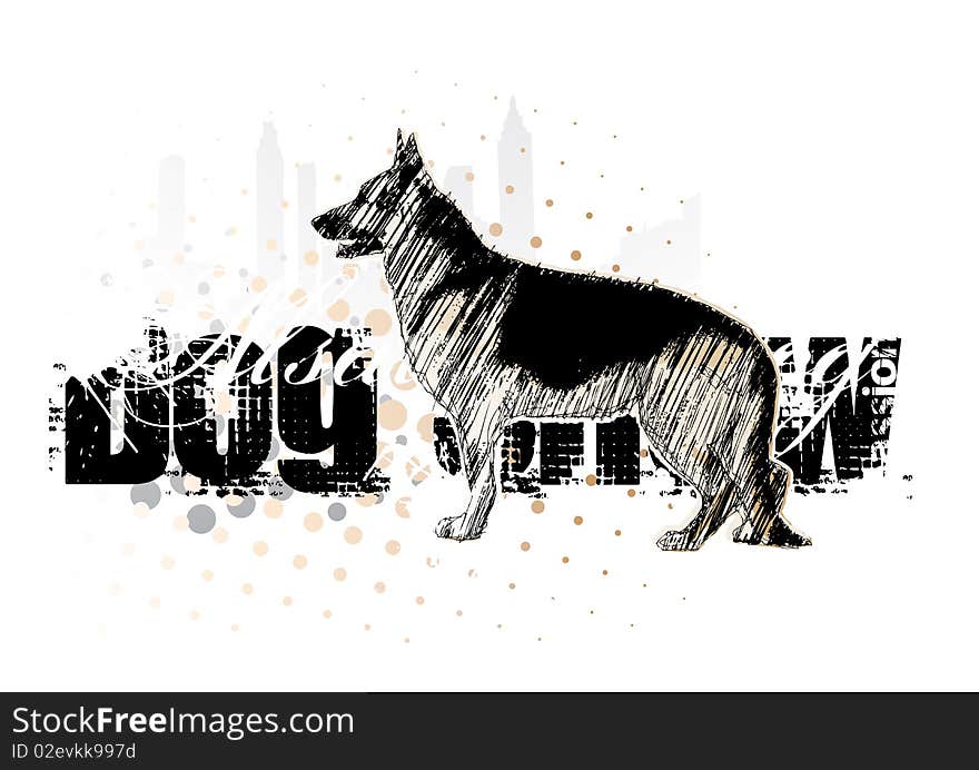 Alsatian dog on the horizontal poster