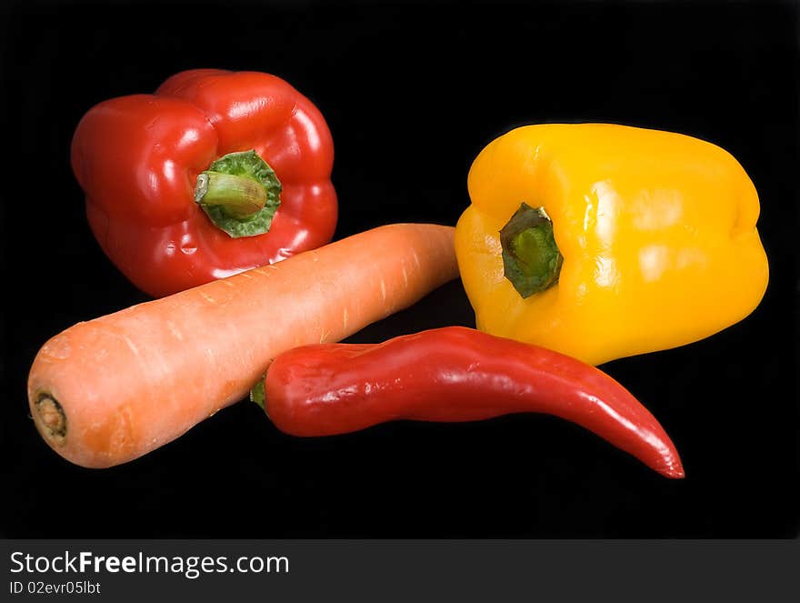 Vegetables on a black background