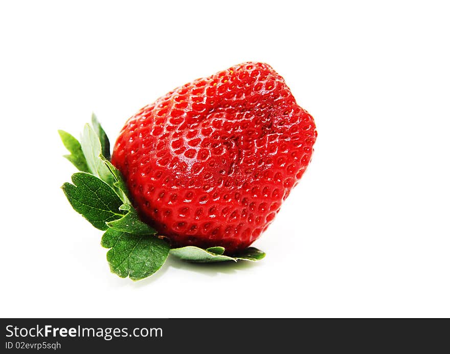 Strawberry close up on a white background