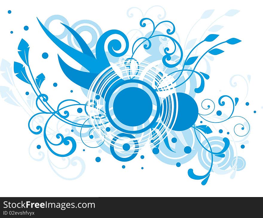 Blue floral ornaments in vector format