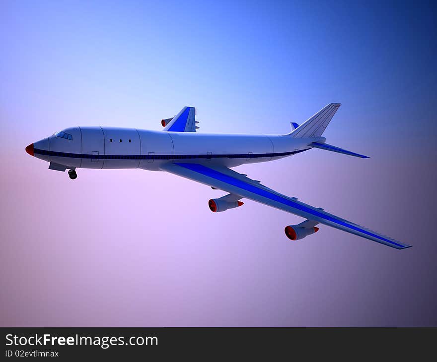 The jet plane on a background of the sky. The jet plane on a background of the sky