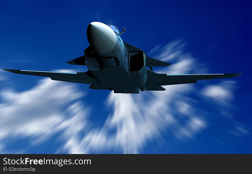 The jet plane on a background of the sky. The jet plane on a background of the sky