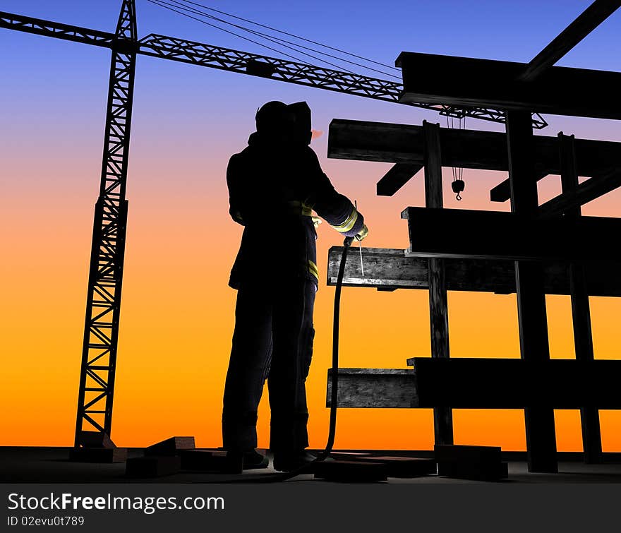 Silhouette Of The Worker