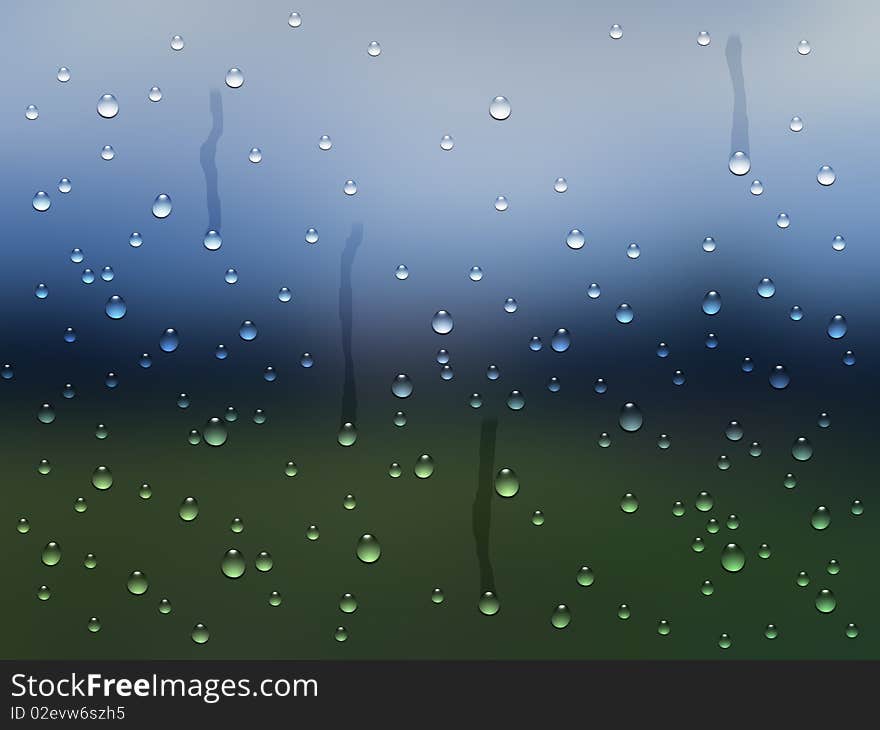 Rain drops on window glass on stormy day. Rain drops on window glass on stormy day