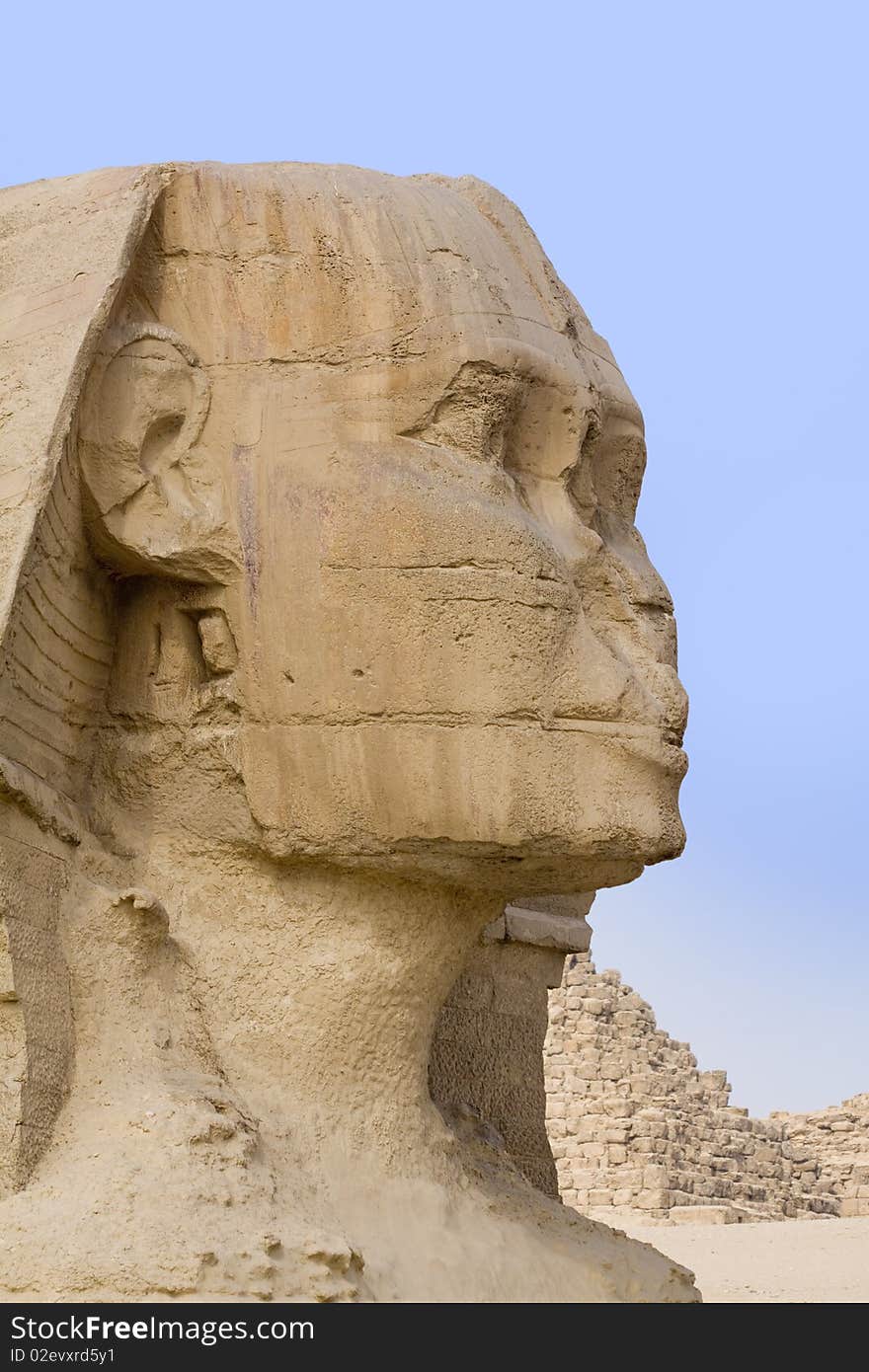 The stone face of the Sphinx