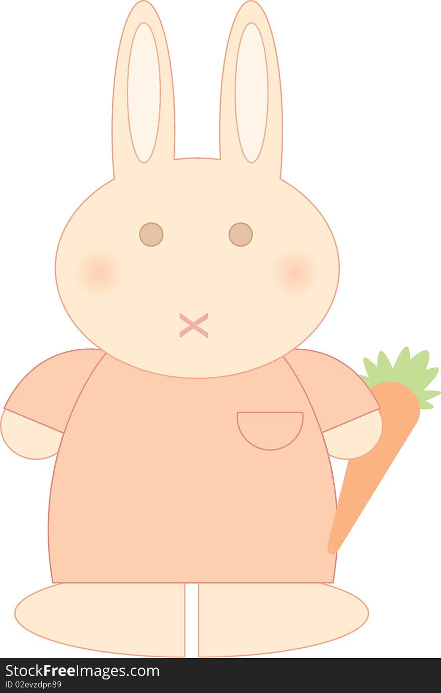 This is a illustration of a cute bunny rabbit holding a carrot.