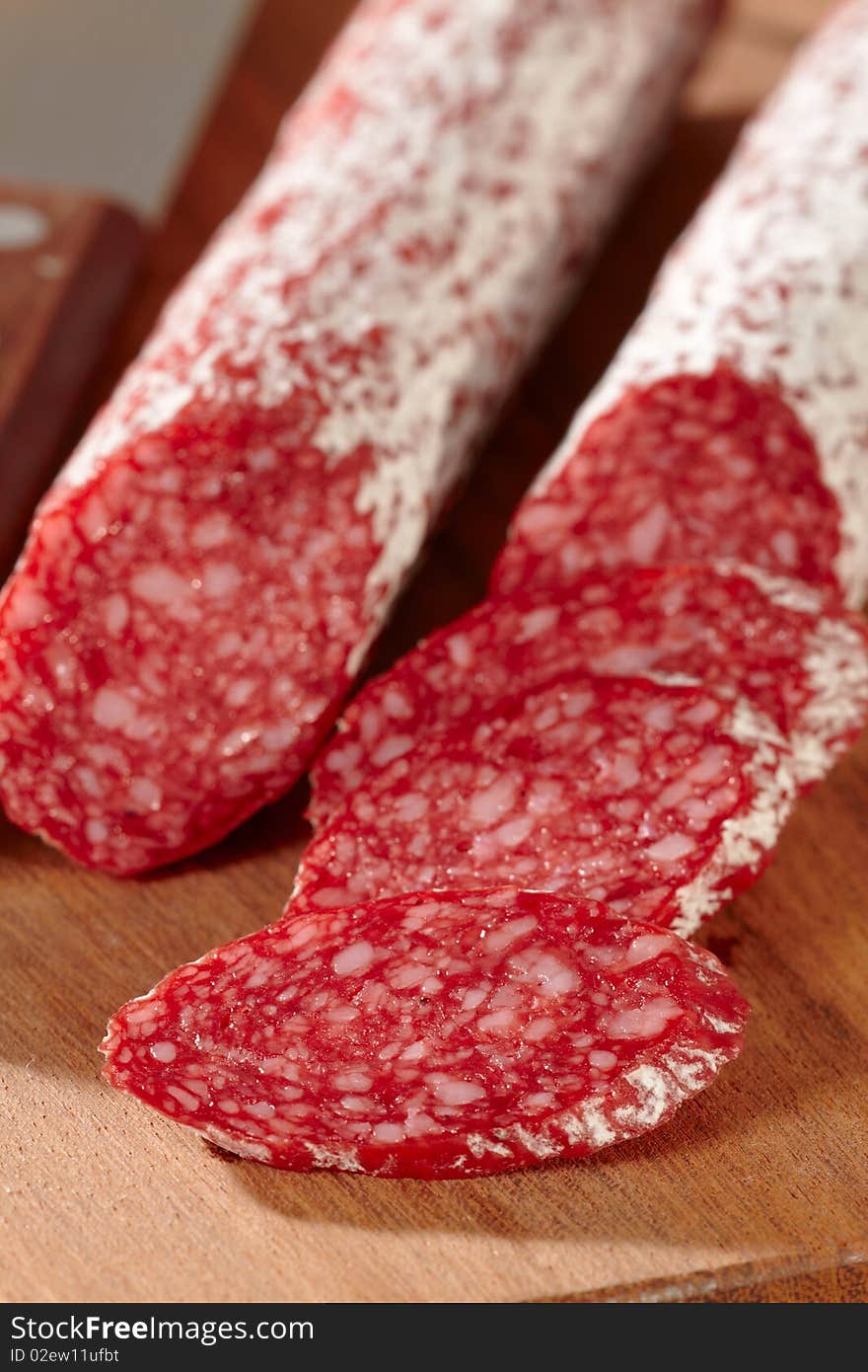 French salami on cutting board