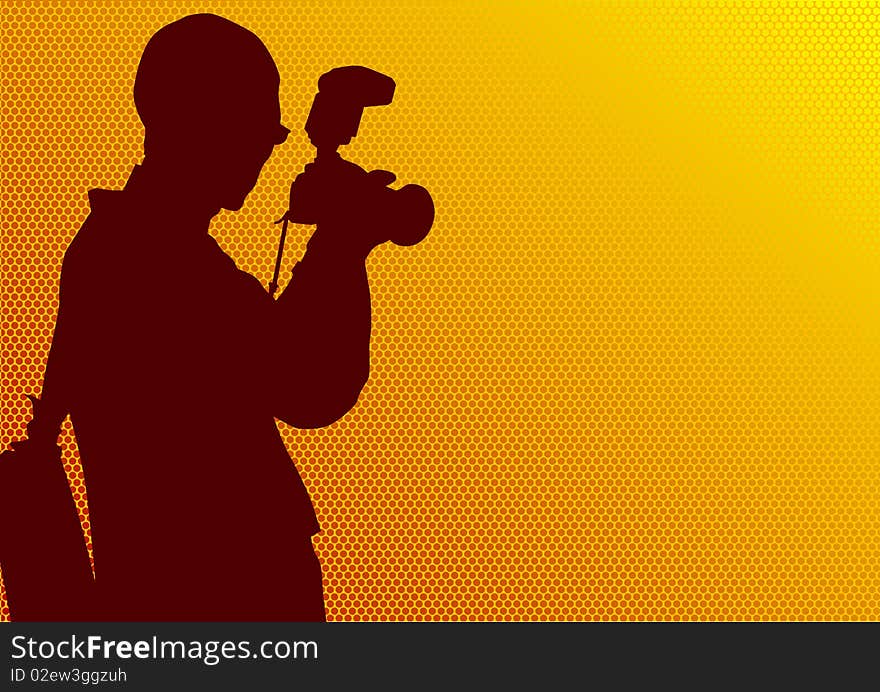 Image of young man photographers with equipment at work. Image of young man photographers with equipment at work