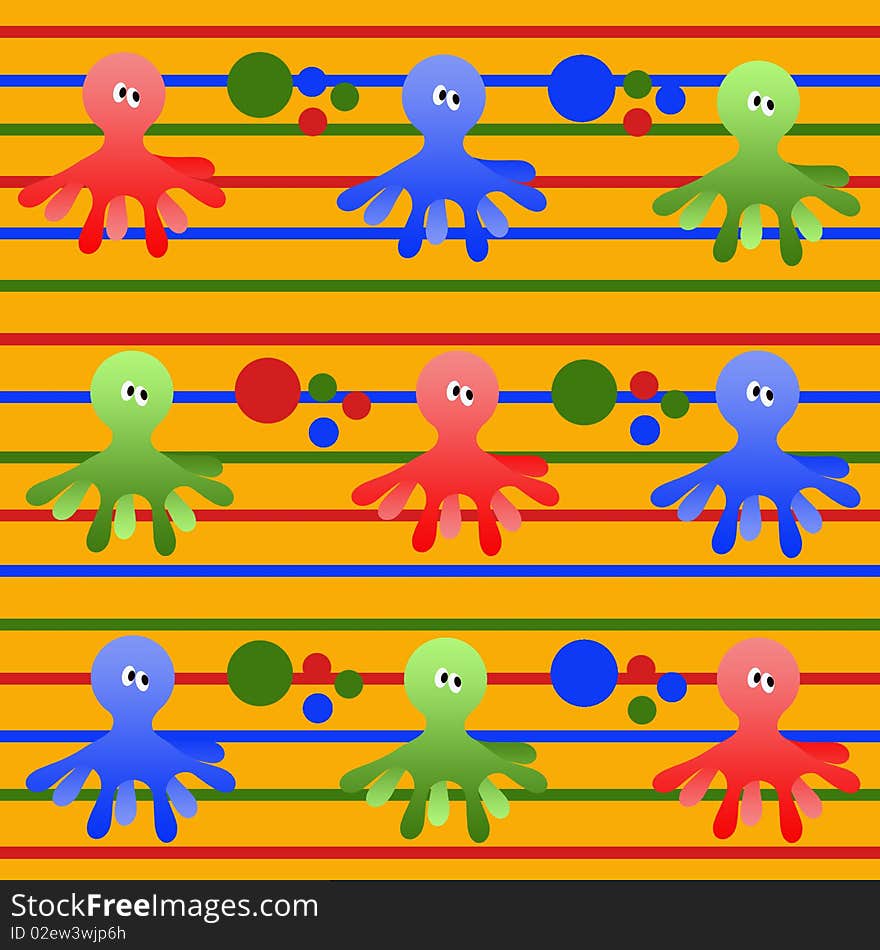 Children background with colour octopus. Children background with colour octopus