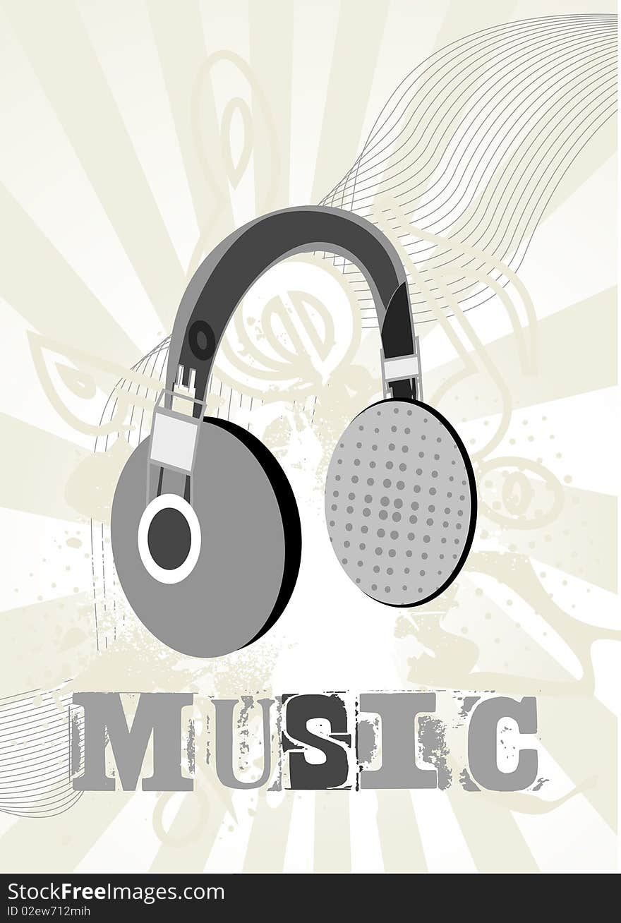 A grunge background with headphone