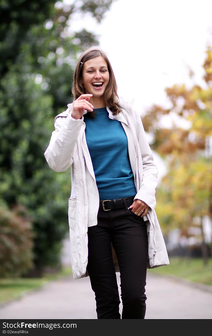 Woman in autumn park