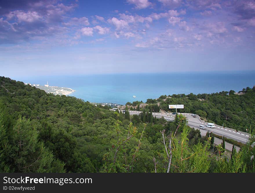 Landscape from blue sky and azure sea