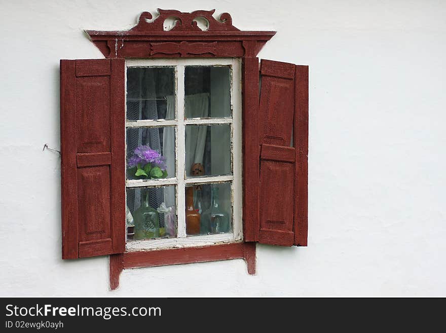 Old window from still life in the windowsill