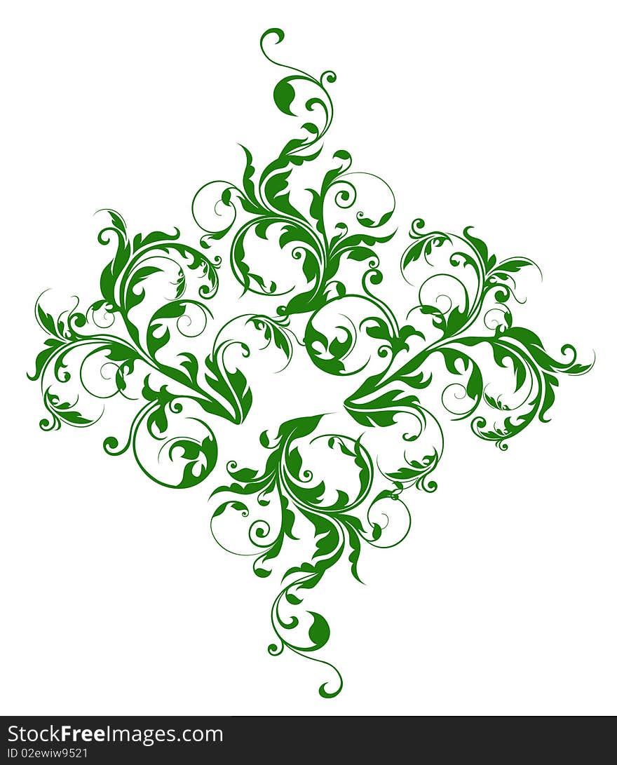 Illustration drawing of beautiful green flower pattern