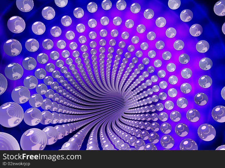 Abstract background of balls arranged in a circle and converging toward the center. Abstract background of balls arranged in a circle and converging toward the center