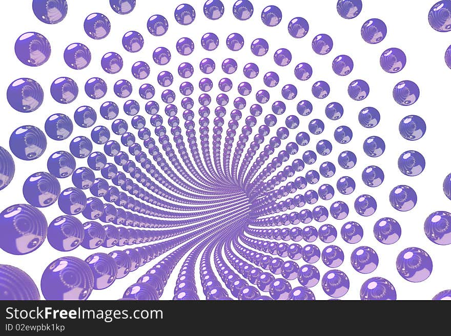 Abstract background of balls arranged in a circle and converging toward the center. Abstract background of balls arranged in a circle and converging toward the center