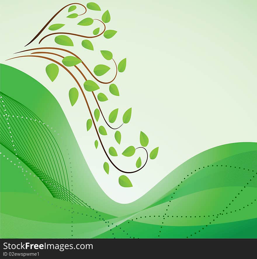 Abstract green background with branches