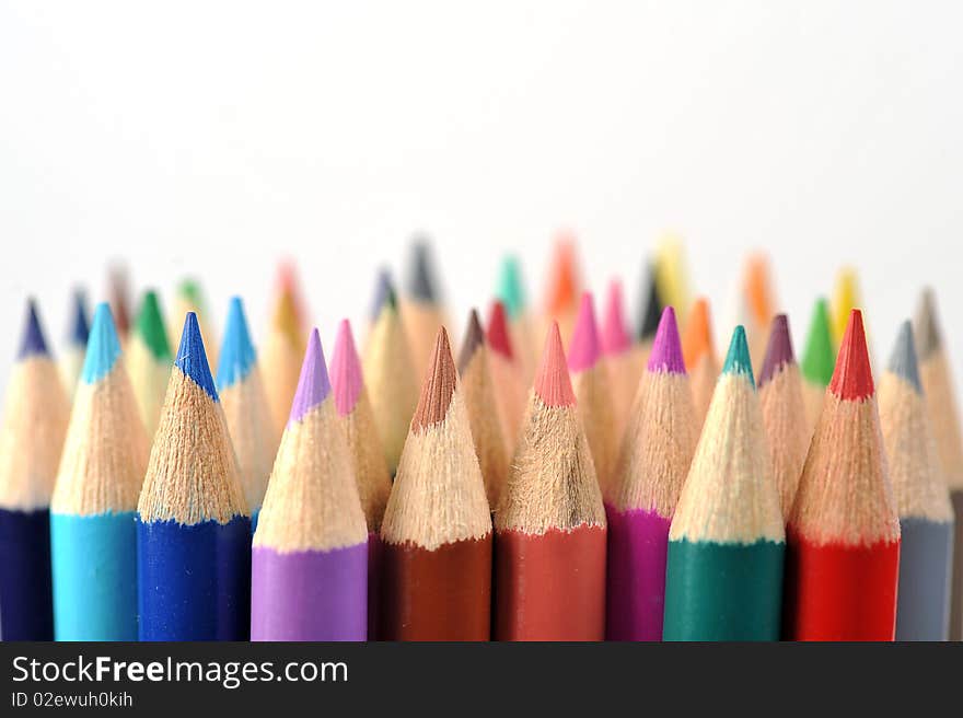 Assortment of coloured pencils isolated. Assortment of coloured pencils isolated