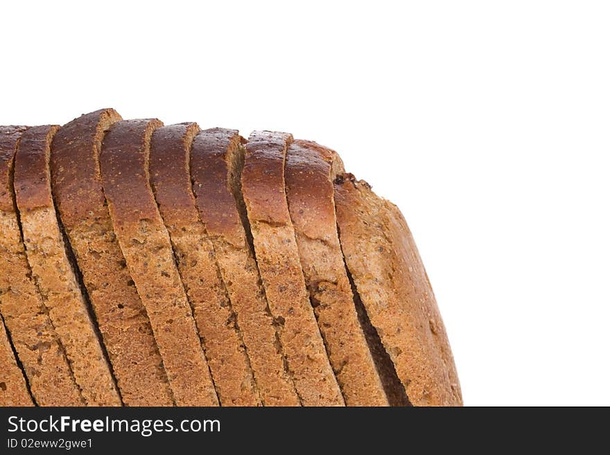 Isolated cut bread on white