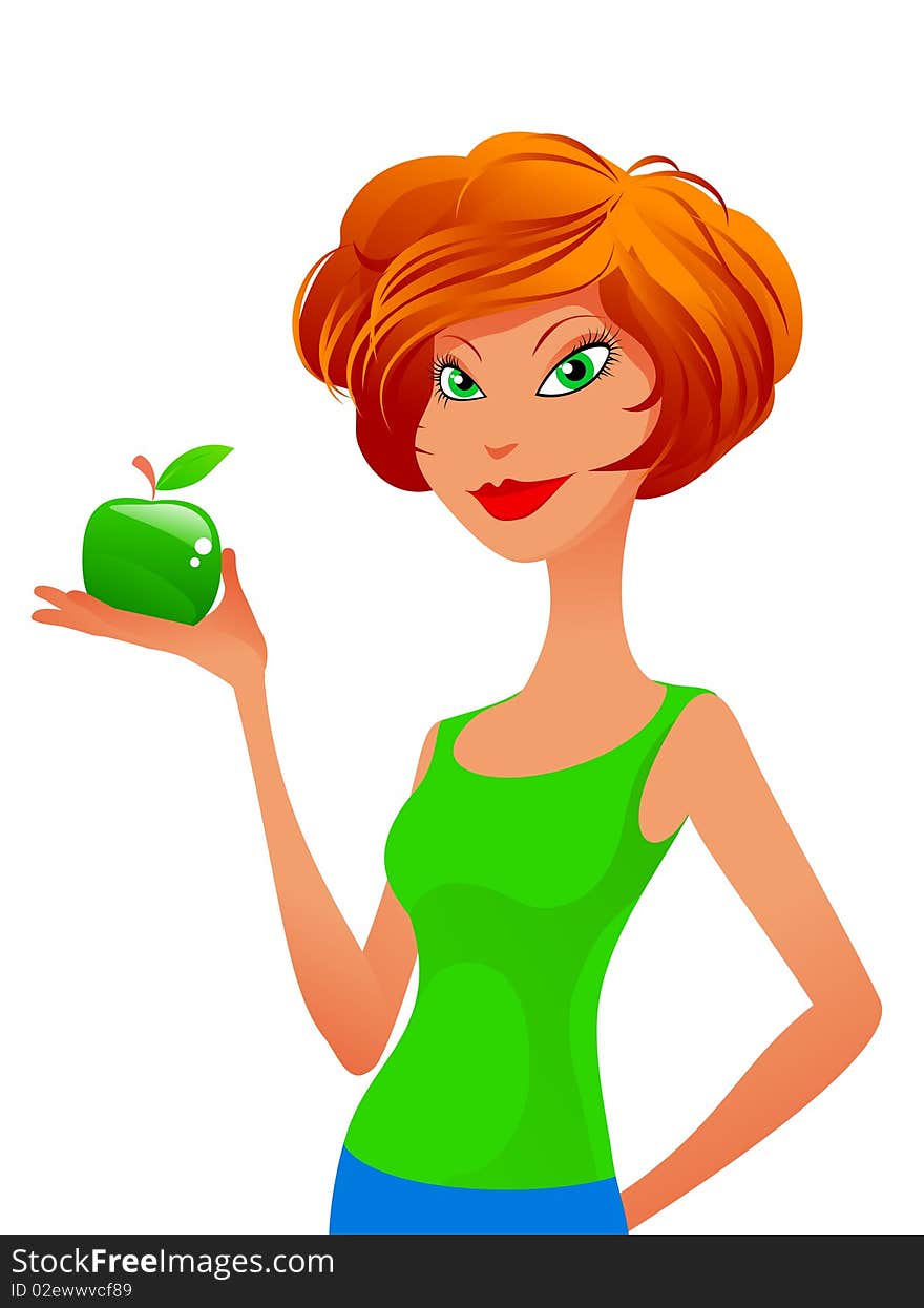 Beautiful girl with apple