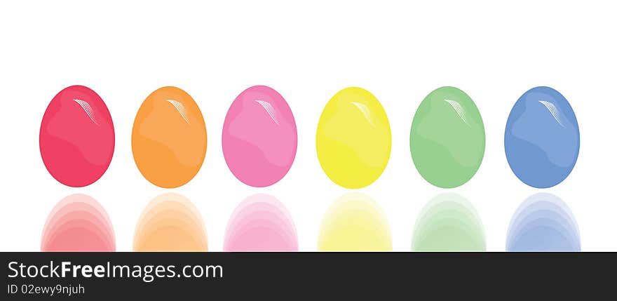 Six easter eggs in different colors