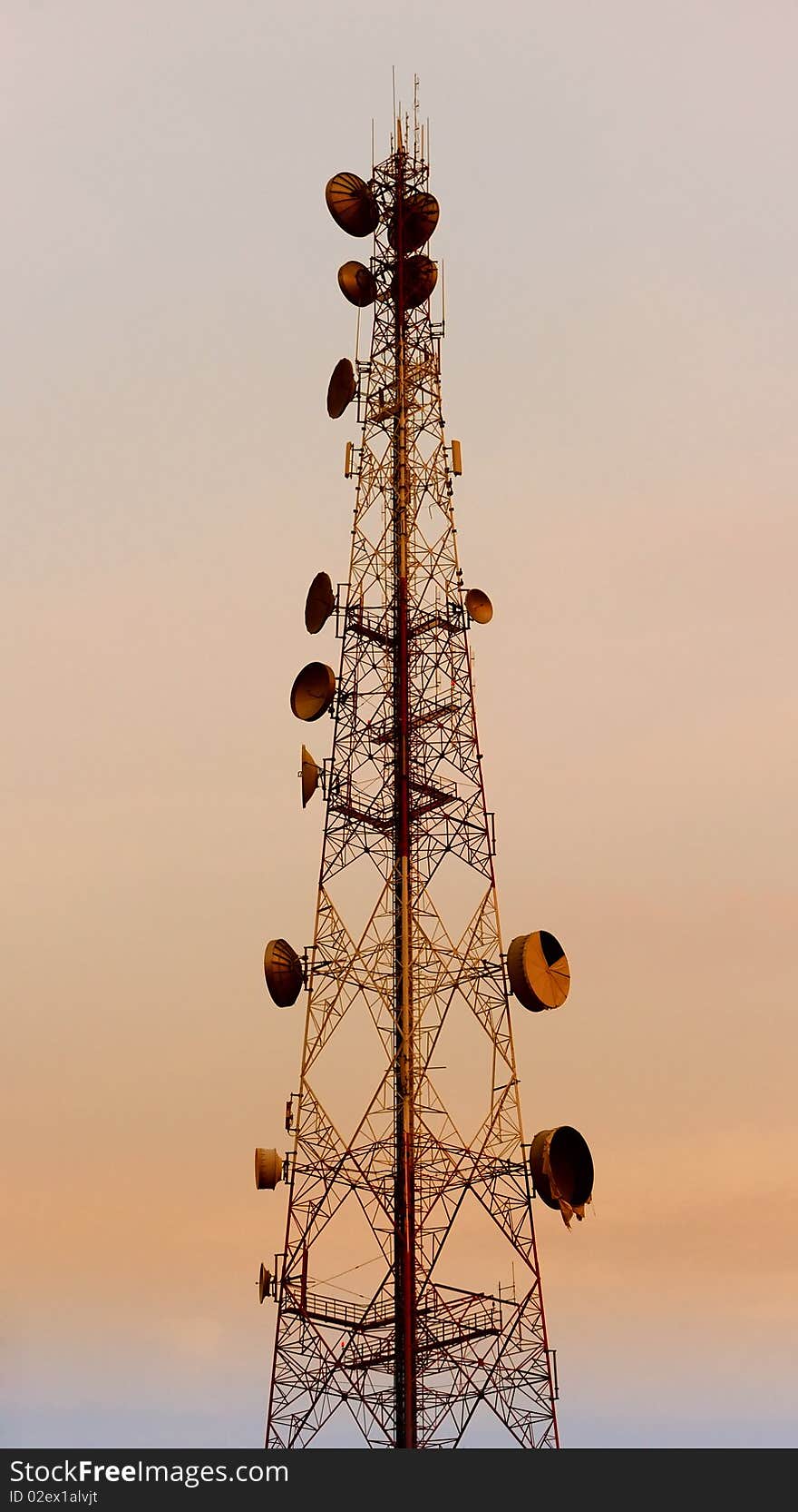 A Communication Tower at Dusk