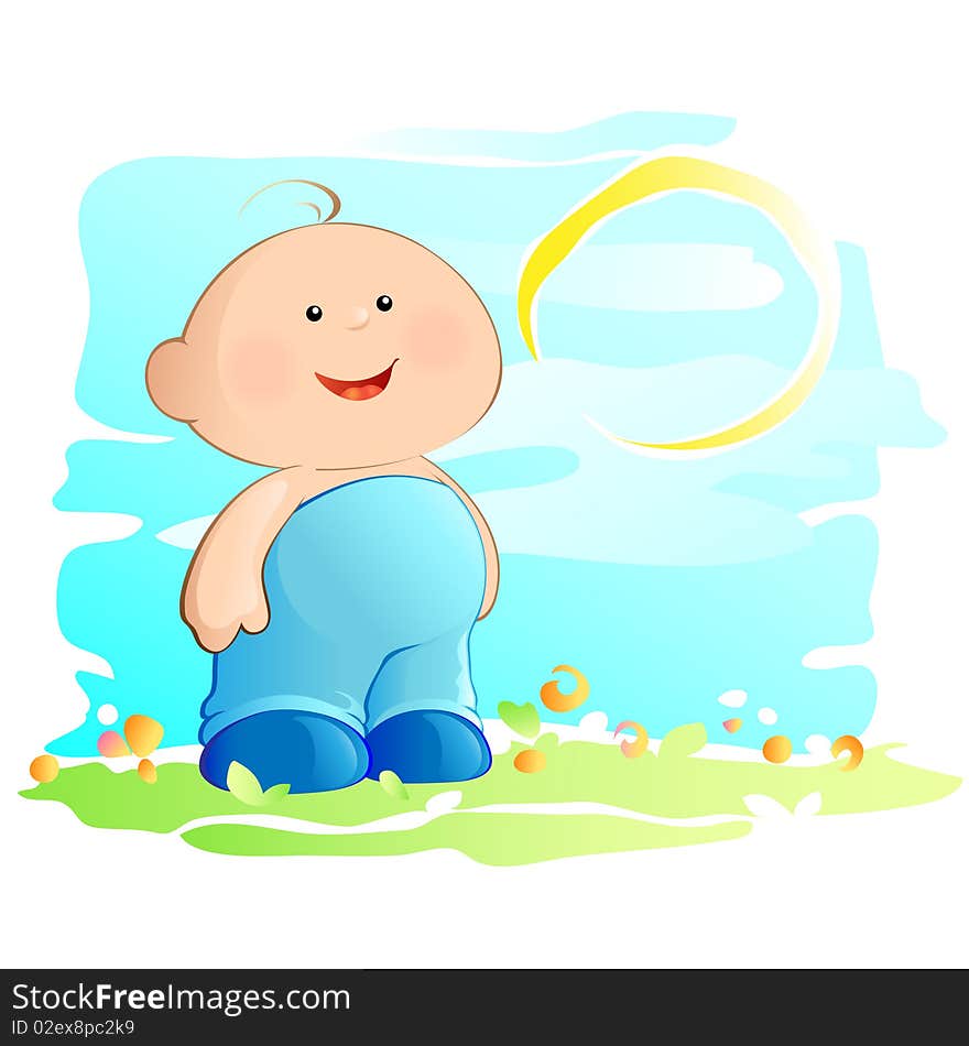 Illustration of a happy cute baby.