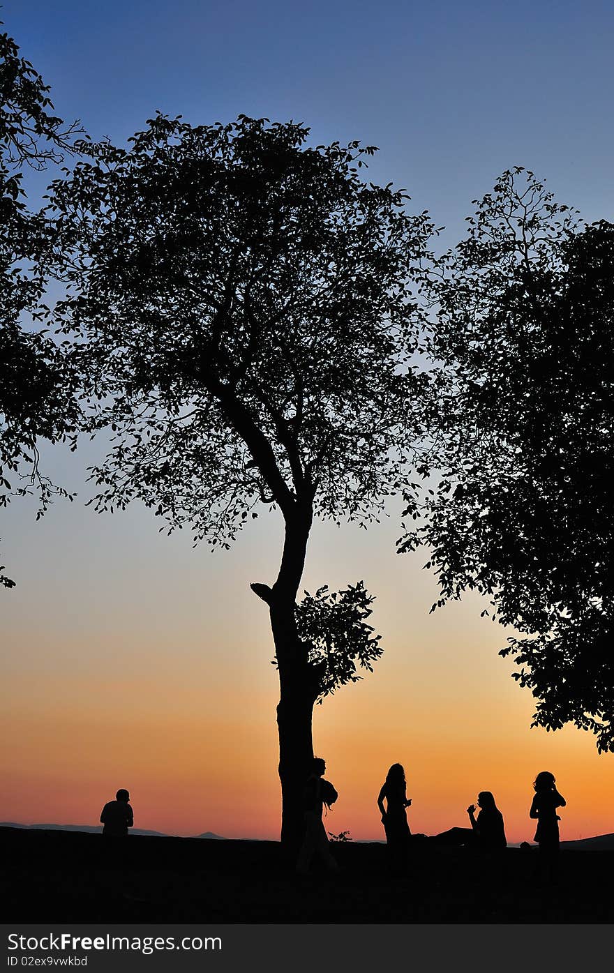 Sunset on the walls above the city