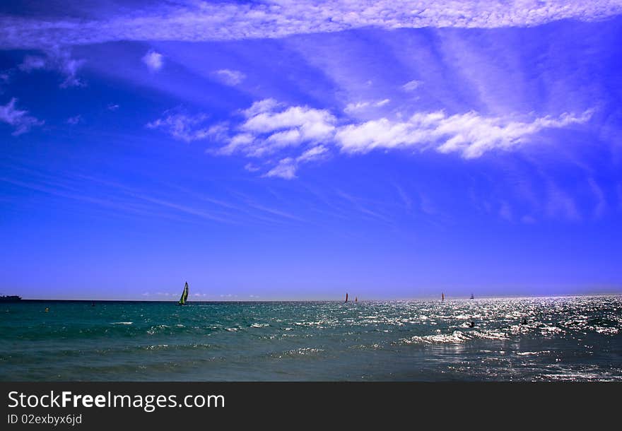 Windsurfing at the Atlantic Ocean