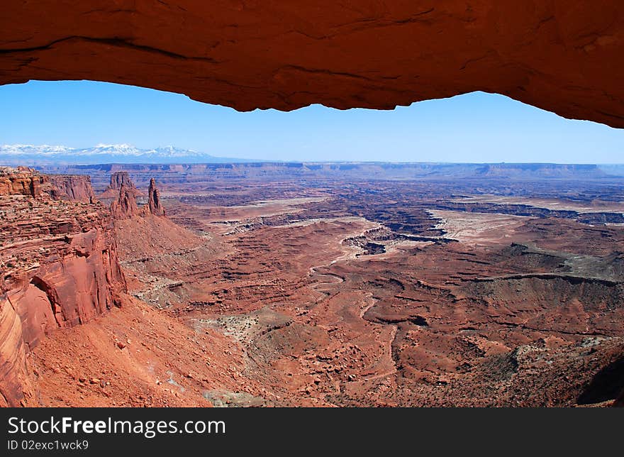 Canyonlands National Park near Moab, Utah: view from Mesa Arch. Canyonlands National Park near Moab, Utah: view from Mesa Arch