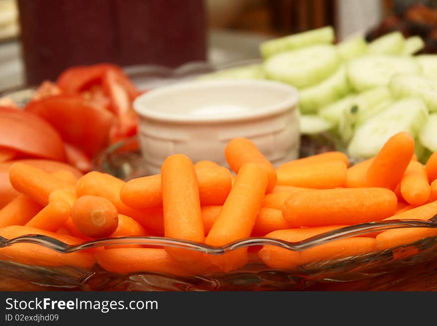 A carrots and other vegetables on plate